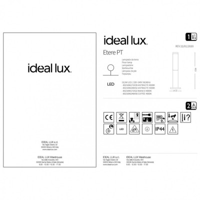 Стовпчик Ideal Lux ETERE PT ANTRACITE 3000K 246932 Стовпчик Ideal Lux ETERE PT ANTRACITE 3000K 246932