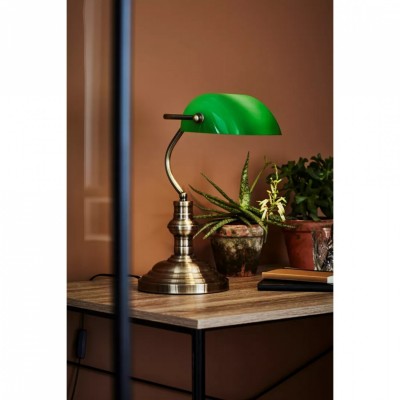 Настільна лампа MarkSlojd Sweden BANKERS Table 25cm 1L Oxide/Green 105930