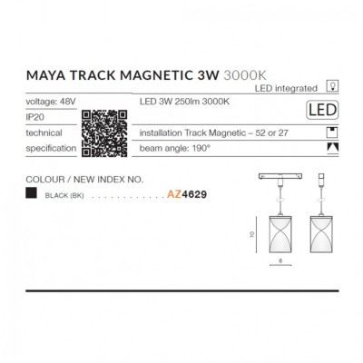 Трековий світильник AZzardo MAYA TRACK MAGNETIC 3W 3000K BK AZ4629