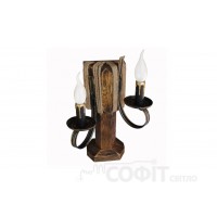 Настольная лампа деревянная Винсент 2 лампы дерево состаренное темное, с веревками