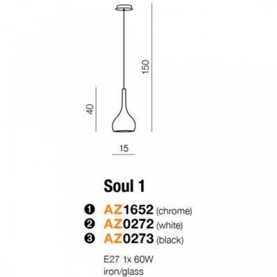 Підвісний світильник AZzardo SOUL 1 WHITE AZ0272