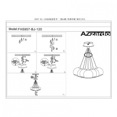 Підвісний світильник AZzardo GULIA 7 BLACK AZ0635