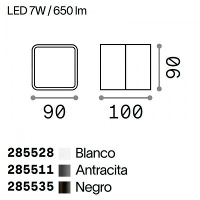 Бра Ideal Lux OMEGA AP SQUARE ANTRACITE 4000K 285511 Бра Ideal Lux OMEGA AP SQUARE ANTRACITE 4000K 285511
