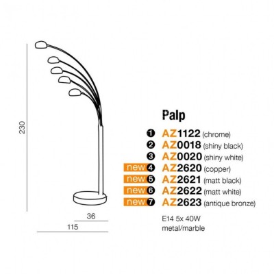 Торшер AZzardo PALP MATT WH AZ2622