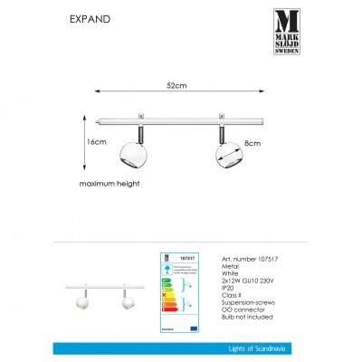 Спот MarkSlojd Sweden EXPAND Spot 2L 50cm Gu10 Round White 107517
