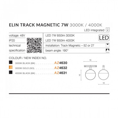 Трековий світильник AZzardo ELIN TRACK MAGNETIC 7W 4000K BK AZ4631 Трековий світильник AZzardo ELIN TRACK MAGNETIC 7W 4000K BK AZ4631