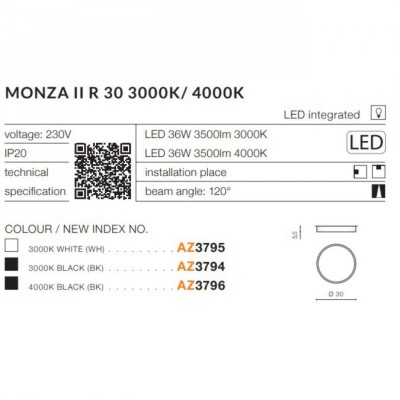 Точечный светильник AZzardo MONZA II R 30 4000K BK AZ3796