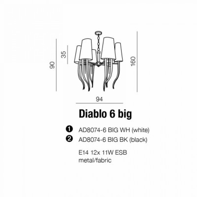 Люстра AZzardo DIABLO 6 BIG WHITE AZ1389